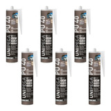 Kit 6 Silicone Pu40 Adesivo Selante Poliuretano Cinza 400g