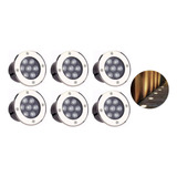 Kit 6 Spot Balizador 7w Led Embutir Jardim Branco Frio