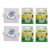 Kit 6 Spots Led Embutir Quadrado Mr16 5w Bivolt Direcionável