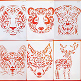 Kit 6 Stencil Animais