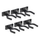 Kit 6 Suporte De Violão Guitarra Baixo Fixo Preto De Parede
