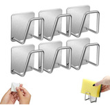 Kit 6 Suportes Ganchos Esponja Bucha Pia Aço Inox Cozinha