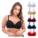 Kit 6 Sutiã Com Bojo Plus Size Alça Reforçada Cores Básicas