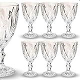 Kit 6 Taça Copo Diamond De Vidro Chick E Elegante Transparente 340 ML Servir Bebidas Sucos Vinho Agua Premium Diamante