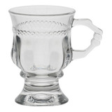 Kit 6 Taça De Cappucino Café Com Alça Pé Cristal 142ml Lyor Cor Transparente