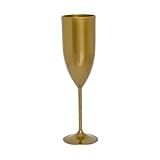 Kit 6 Taças Champagne Acrílico 180ml Casamento Réveillon Dourado 