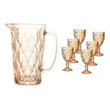 Kit 6 Taças E 1 Jarra Amber Vidro Class Home Conj