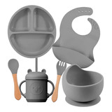 Kit 6 Talher E Bowl Tigela Garfo E Colher Silicone Infantil