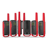 Kit 6 Talkabout Motorola T210 Rádio Comunicador Até 32km Bandas De Freq ência Uhf Cor Preto