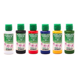 Kit 6 Tintas Acrílica Fosca Artesanato Atóxica Acrilex 60ml