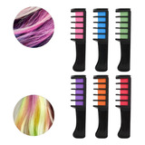 Kit 6 Tintas P Cabelo Temporária Giz Pente Colorido Festas