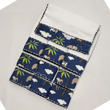 Kit 6 Toalha Fraldinha Babete Bebê Boca Ombro Safari Marinho