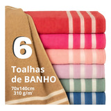 Kit 6 Toalhas De Banho Grande Banhão 70 X 135 Brinde