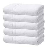 Kit 6 Toalhas De Rosto Branca Hotel Macia Felpuda - Prata - Costura Dupla Reforçada -Branco Off White-