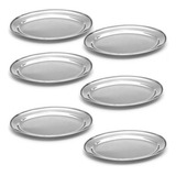 Kit 6 Travessa Funda Oval Inox Baccani 20 Cm