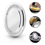 Kit 6 Travessas Rasa 30cm Porções Bar Inox Oval Lanchonete