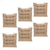 Kit 6 Unidades Almofadas Assento Futon Oxford 40cmx40cm Cor Bege 6pc Desenho Do Tecido Liso