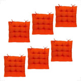 Kit 6 Unidades Almofadas Assento Futon Oxford 40cmx40cm Cor Laranja 6pc Desenho Do Tecido Liso