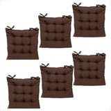 Kit 6 Unidades Almofadas Assento Futon Oxford 40cmx40cm Cor Marrom 6pc Desenho Do Tecido Liso