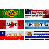 Kit 6 Unidades Placas Países Mdf Carros Vintage Retrô