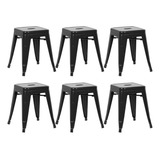 Kit 6 X Banquetas Baixas Iron Tolix 45 Cm Cor Preto