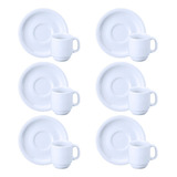 Kit 6 Xícaras De Café C Pires 70ml Porcelana Branca Schmidt