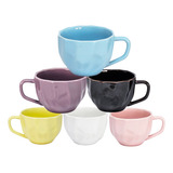 Kit 6 Xicaras Jogo De Porcelana Prisma Café Chá 200ml