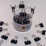 Kit 60 Mini Blinder Clip Preto 15mm Prendedor De Papel Mj 