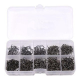 Kit 600 Anzóis Estojo C 10 Divisórias Preto Chinu 
