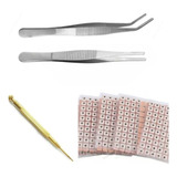 Kit 600 Sementes Acupuntura Vac 2 Pinças 1 Apalpador