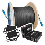 Kit 600m De Cabo Óptico 1fo   Conversor De Fibra Óptica Rj45