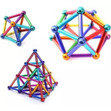 Kit 63 Peças Conjunto Brinquedos Magnéticos De Bola E Vara