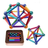 Kit 63 Peças Conjunto Brinquedos Magnéticos De Bola E Vara