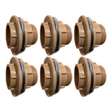 Kit 6un Adaptador Flange 50mm 1 1 2 Marrom P Caixa Dágua