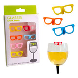Kit 6un Marcador Copos Taças Drinks Oculos Silicone Bebida