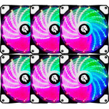 Kit 6x Cooler Fan Led Rgb Ring 120mm 12cm Gabinete Pc Gamer