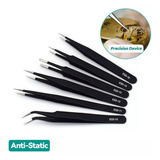Kit 6x Pinça Anti Estática Ferramenta Reparo Eletrônico Aço