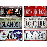 Kit 6x Placas Carro Antiga Decorativa Vintage Retro Metal