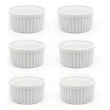 Kit 6x Ramekin 135ml Porcelana Molho Molheira Finger Foods Cor Branco Canelado