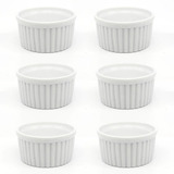 Kit 6x Ramekin 135ml Porcelana Molho Molheira Finger Foods Cor Branco Canelado