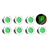 Kit 7 Balizador Spot 7w Verde Chão Embutir Piso Jardim Led