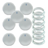 Kit 7 Botões Para Fogão Continental Branco Com Moldura