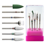Kit 7 Brocas Unhas Cerâmica Diamantada Limpeza Suporte
