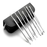 Kit 7 Curetas Extrator Cravos Limpeza Pele Inox Com Estojo