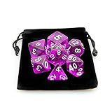 Kit 7 Dados RPG De Mesa D D Acrílico Translúcido D4 D6 D8 D10 D10 D12 D20 Cor ROXO 1 Bolsa
