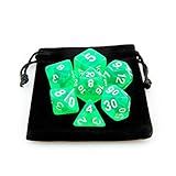 Kit 7 Dados RPG De Mesa D D Acrílico Translúcido D4 D6 D8 D10 D10 D12 D20 Cor VERDE 1 Bolsa