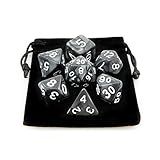 Kit 7 Dados RPG De Mesa D D Opaco Perolado D4 D6 D8 D10 D10 D12 D20 Cor PRETO 1 Bolsa