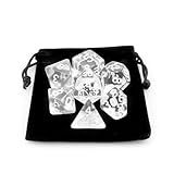 Kit 7 Dados RPG De Mesa Translucido Acrilico Conjunto D4 D6 D8 D10 D10 D12 D20 Cor TRANSPARENTE 1 Dice Bag