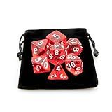 Kit 7 Dados RPG De Mesa Translucido Acrilico Conjunto D4 D6 D8 D10 D10 D12 D20 Cor VERMELHO 1 Dice Bag