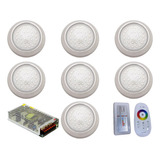 Kit 7 Hiper Led 15w Inox316 Rgb + Fonte 10a + Controle Touch